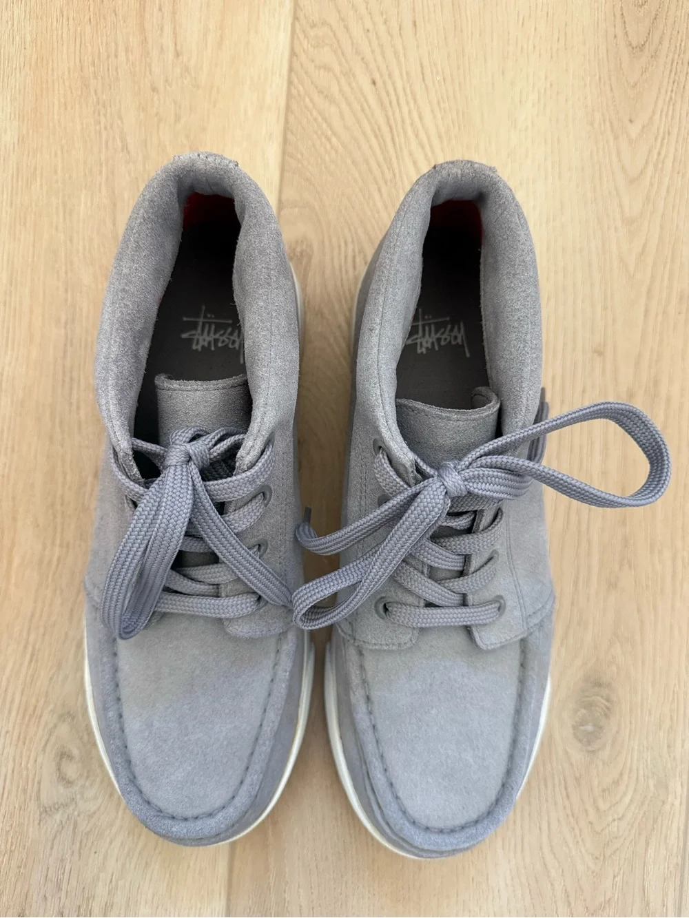 Stussy Men's Suede Casual Lace-Up Chukka Shoes Boots in Gray Size 8